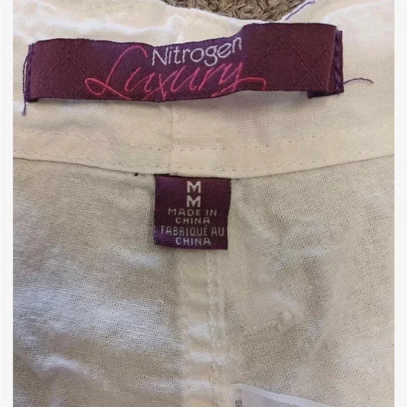 Nitrogen Luxury Linen Blend White Button Fly Shorts Size Medium - Picture 9 of 9
